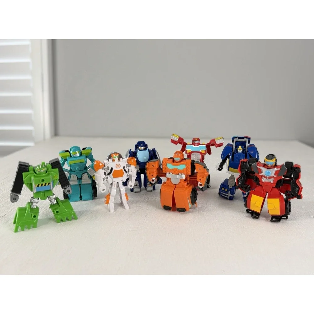 Set Of 8 Transformers Rescue Bots Griffin Rock Team Action Figures Hot Shot Cool